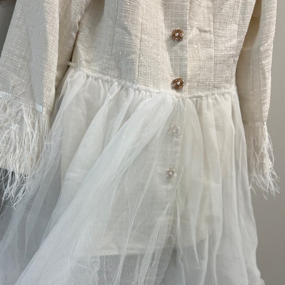 L'ATISTE Textured Cream Blazer with Pearl Button - Picture 7 of 10